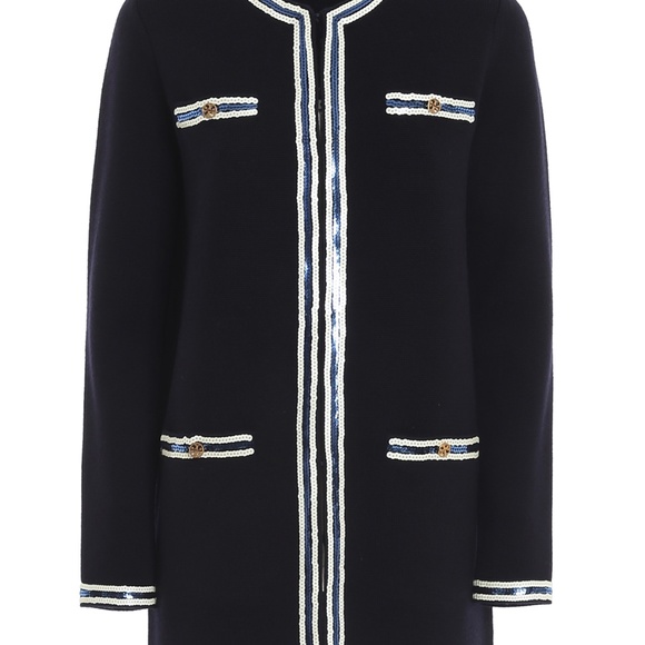 Tory Burch Sequin Trim Kendra Coat NWT S $698 - Picture 6 of 10